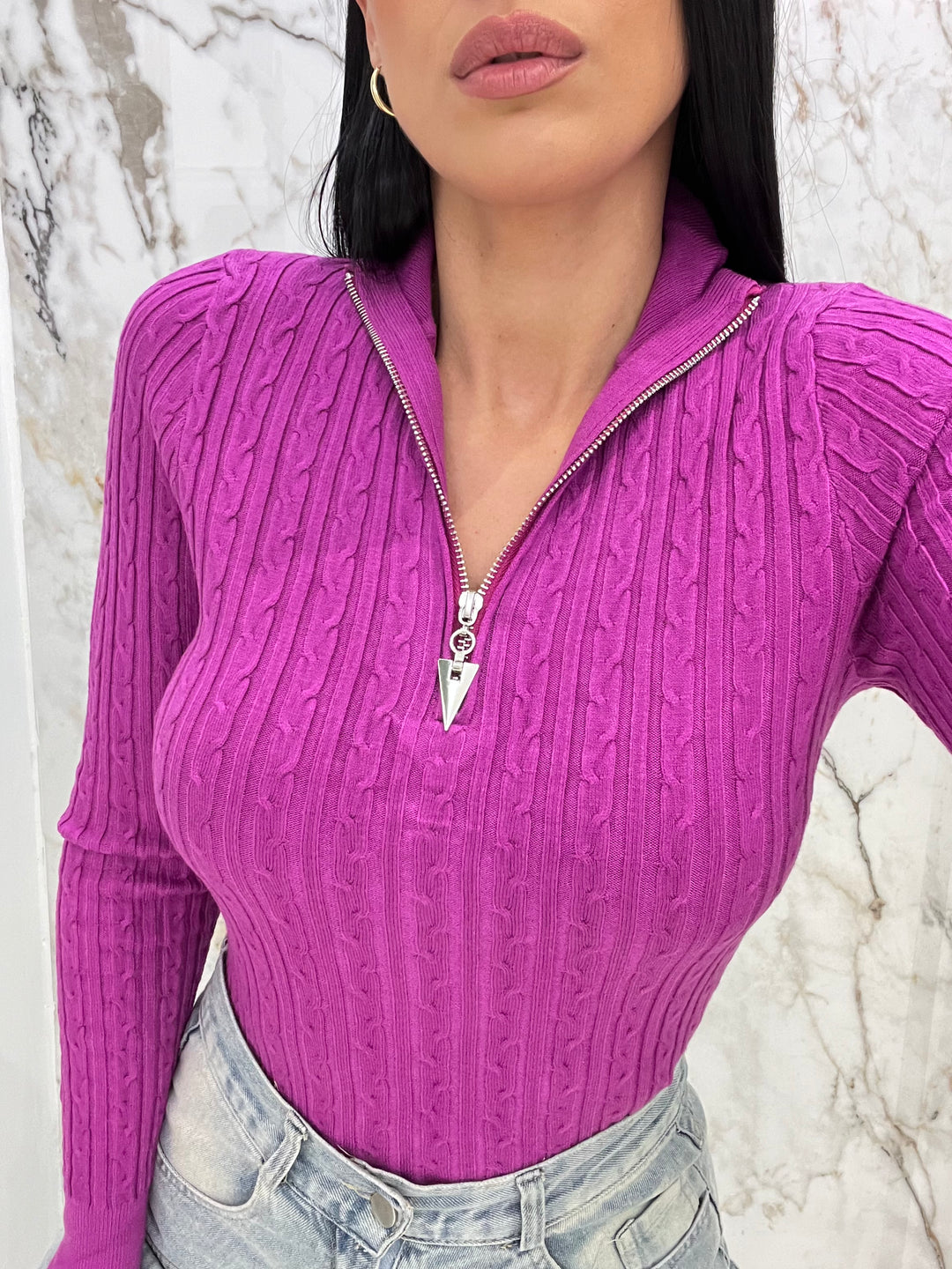 Maglia Zip Triangle Magenta – Thriller Shop