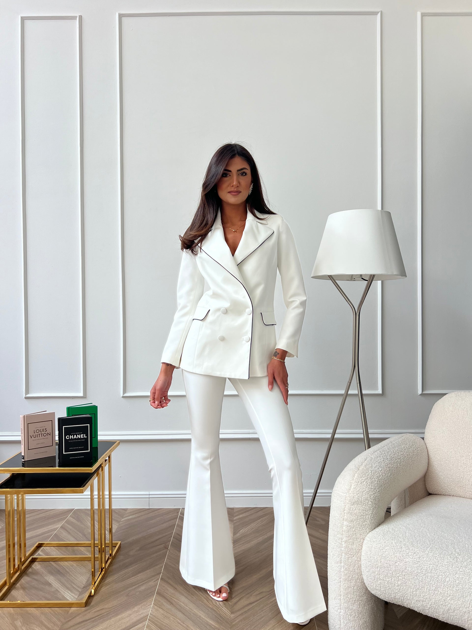 Pantaloni Zampa Tailleur Bianco A Zampa Tailleur Norah Bianco