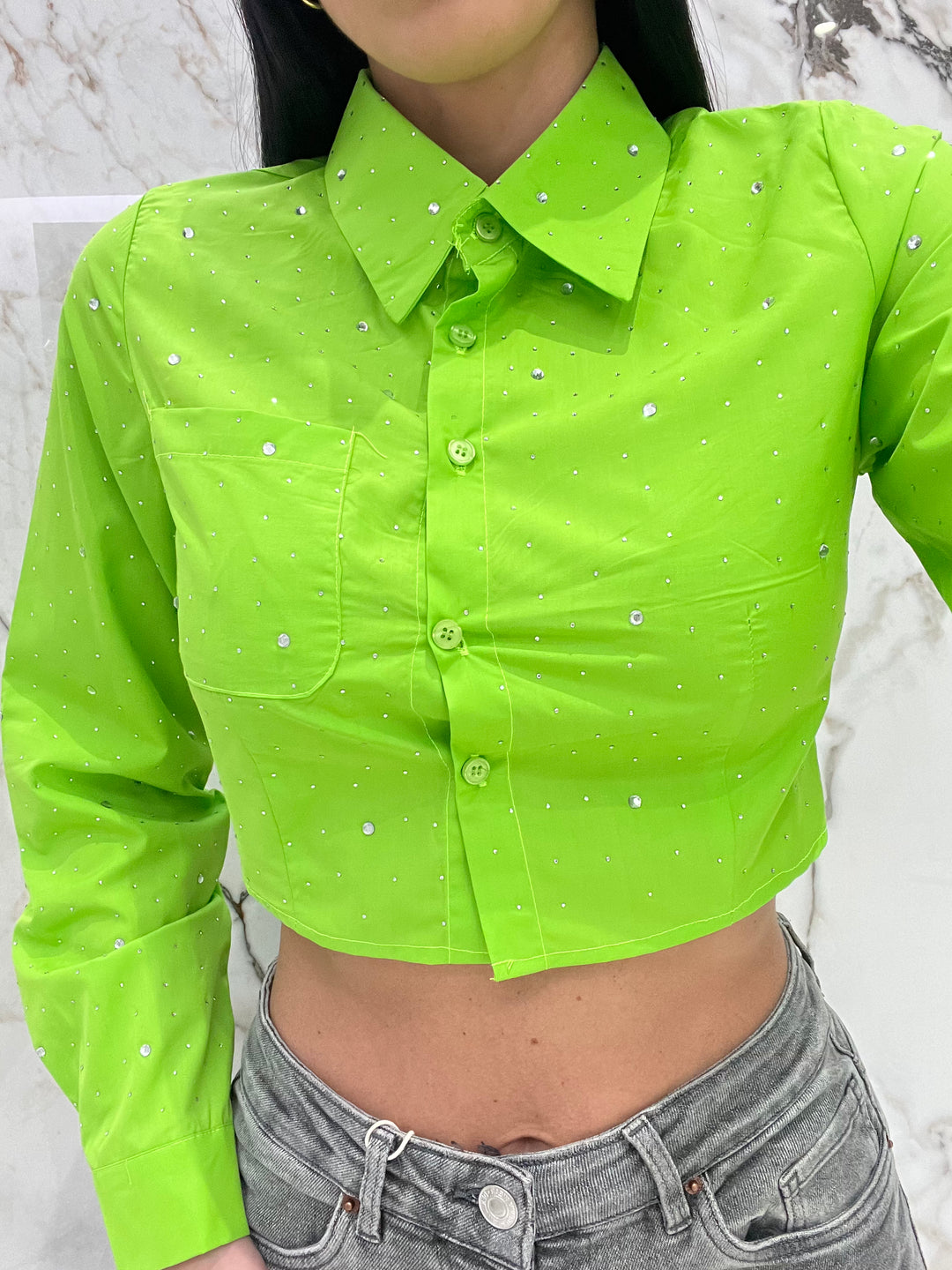 Camicia Crop Brillant Verde Mela